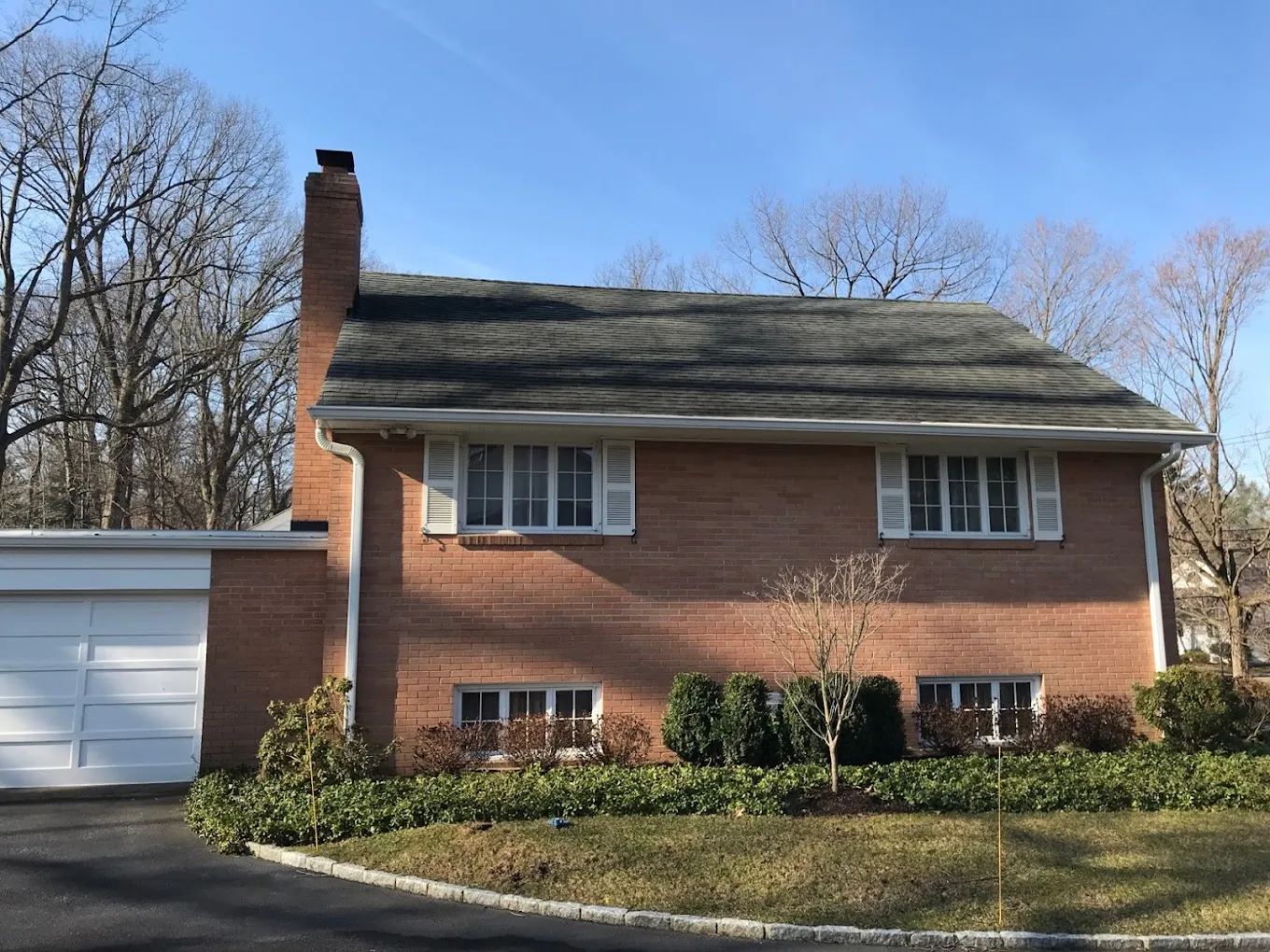 Residential brick colonial home — new asphalt shingle roof, Bergen County NJ